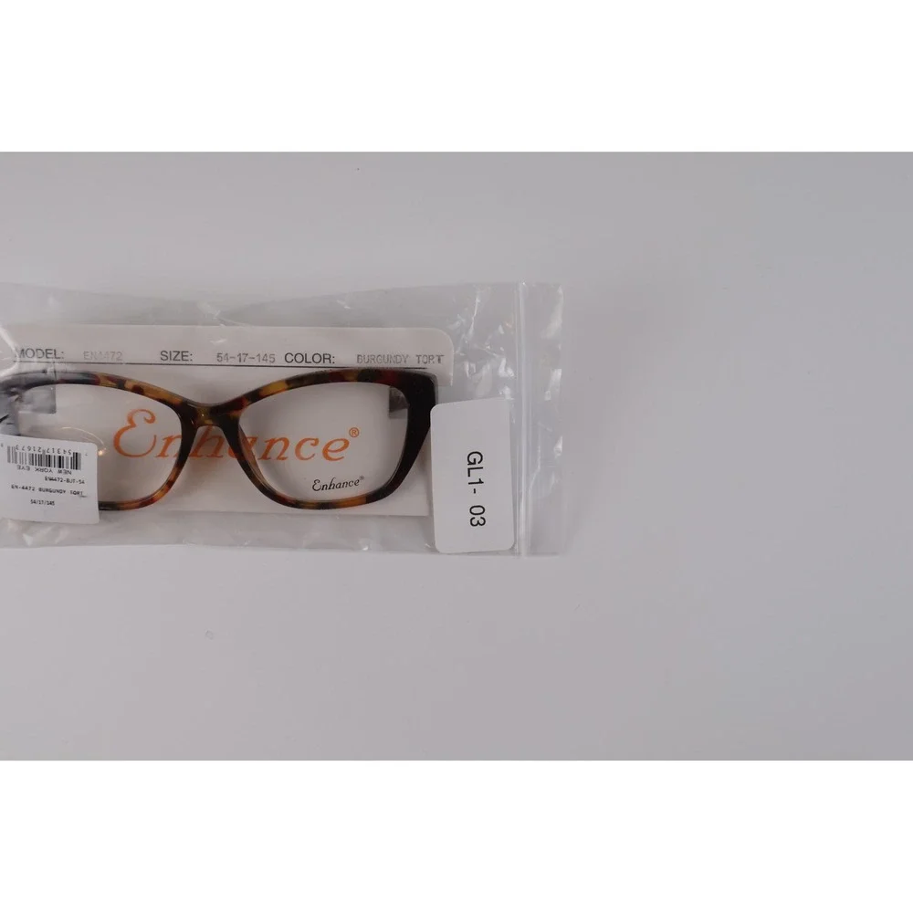 Enhance Womens Eyeglasses EN4472 Burgundy Tortoise Shell Cat Eye 54-17-145 NWT